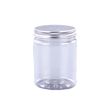 550ml Plastic PET Food Grade Clear Cylinder Plastic Candy Jar with Aluminium Lid FD-003