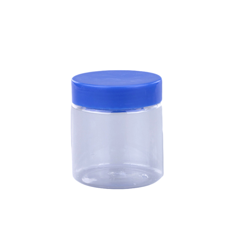 200ml Plastic PET Food Grade Clear Cylinder Plastic Candy Jar with Aluminium Lid FD-004