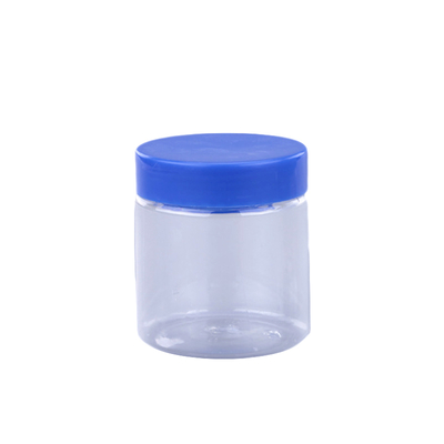 200ml Plastic PET Food Grade Clear Cylinder Plastic Candy Jar with Aluminium Lid FD-004
