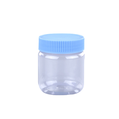 220ml Plastic PET Food Grade Clear Cylinder Plastic Candy Jar with Aluminium Lid FD-005