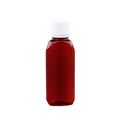100ml medical pet amber plastic bottles cough syrup bottle for liquid with scale SY-004